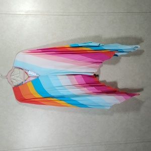 04161 Trina Turk brightly striped three way poncho blouse O/S NWT